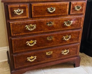 _____$700 
Pair of Henrendon chests 6 drawers burl walnut