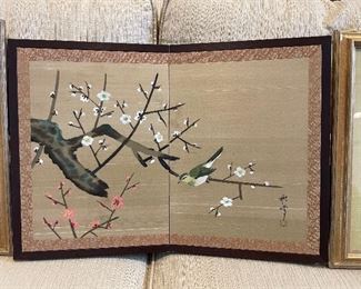 _____NOW 50% off the $100 
Smaller oriental screen with two silk framed