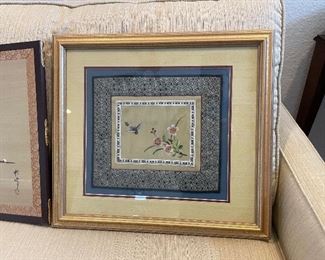 _____NOW 50% off the $100 
Smaller oriental screen with two silk framed