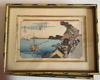 _____$80 
Pair of Japanese woodblock in bamboo frames NEED SIZE&nbsp;
