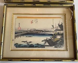 _____$80 
Pair of Japanese woodblock in bamboo frames NEED SIZE&nbsp;