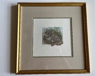   - Antique Rabbit print signed 210/350 16 1/2x16 1/2
