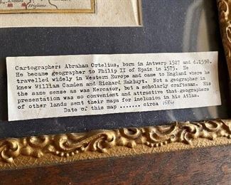 #2 - NOW $200 was $295 - Abraham Ortelius Italy map dated 1757 - 23x19 frame