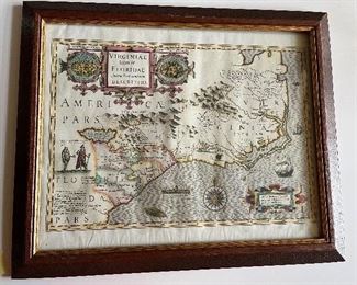 #3 America Virginae map 16th cent. 23x19 frame