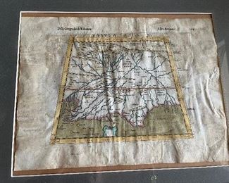 #6 - $125 - Claudius Ptolemy Map of Persian gulf 16th cent 25Tx29L frame 