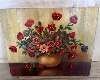MS#4 - NOW $75 was $150 poppies 20x16 Marie Kathleen Sears (1906-1986) Pensacola born Artist, lived in Houston TX. 