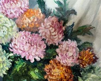 MS#10 - Now $90  was $180 Begonias floral still life 30x24 signed Marie Kathleen Sears (1906-1986) Pensacola born Artist, lived in Houston TX. 