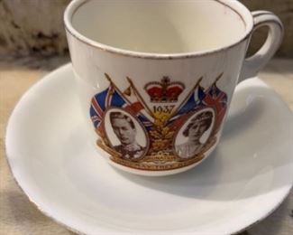 $36 - Queen Elizabeth coffee cup and saucers 1937 