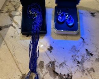 NOW 50% off $50 - Murano earrings set and necklace 20"L chain