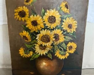 MS#2 - NOW $50  was$100 Sunflowers 18x23 3/4 Marie Kathleen Sears (1906-1986) Pensacola born Artist, lived in Houston TX. 
