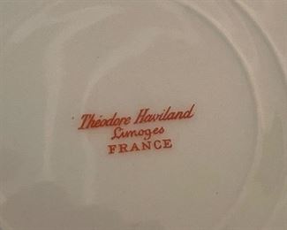 $275 Theodore Haviland Limoges France dining set. 12 dinner plate, 10 dessert or salad plates, 6 scallop saucers, 5 smooth saucers, 2 cups, 9 large soup bowls, 2 tea cups, 1 server, 1 large platter, 1 small platter, 7 salt, 1 butter, 1 creamer.