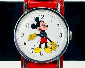1970's Walt Disney Mickey Mouse Mechanical Wristwatch W/ Original Band