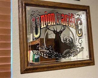 VINTAGE UNION PACIFIC RAILROAD BUCK DEER MIRROR