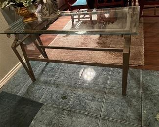 GLASS TOP METAL BASE SOFA / ENTRY TABLE 