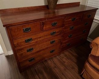 WOW! MICHAELS OF SACRAMENTO CALIFORNIA FURNITURE MANUFACTURER TEN DRAWER DRESSER WITH BACK SPLASH ~65 1/2" LENGTH   X 18 1/2 " DEPTH X 33" HEIGHT