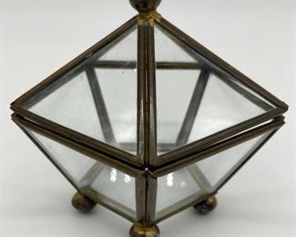 Geometric glass trinket box