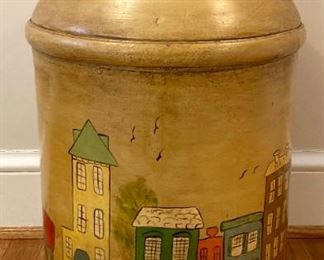 Antique hand-painted milk can
