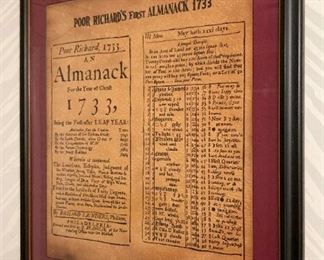 Framed Poor Richard's First Almanac print