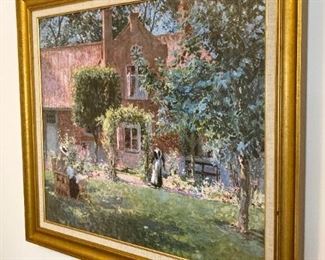 Framed Gari Melchers "Unpretentious Garden"