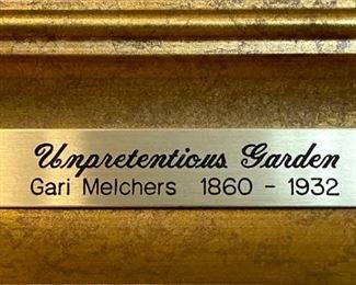 Framed Gari Melchers "Unpretentious Garden"