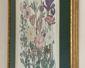 Regency framed and matted floral print