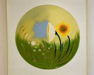 Signed vintage floral painting