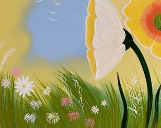 Signed vintage floral painting