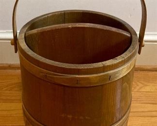 Vintage wood barrel planter