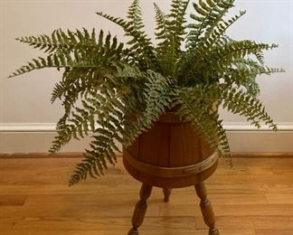 Vintage wood barrel planter