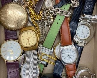 Vintage watches, earrings, necklaces, bracelets and cuff links including from, but not limited to, Monet, Trifari, Ginnie Johansen and more