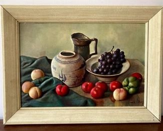 Framed signed Mid Century 3D still life
