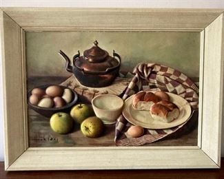 Framed signed Mid Century 3D still life