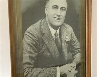 Vintage framed FDR portrait