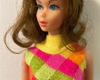 1966 Barbie "Marlo" flip brunette TNT original clothes and stand