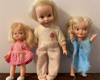 Vintage doll (made in Hong Kong); vintage 1960s Deluxe Reading Suzy Cute doll, crib, bath and clothes; vintage Remco doll