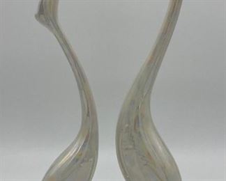 Vintage opalescent swans (set of 2)