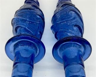 Vintage blue glass decanter lids