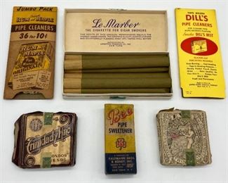Vintage pipe paraphenalia from rum and Marble, LeMarber, Dills, Trinidady Hno, Bee (Kaufmann Bros. & Bondy), and more