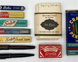 Vintage writing items including from: Fineline, Scripto, DeLuxe, Cambric, American Pencil Co. and more