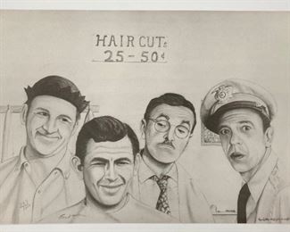 Signed and numbered Andy Griffith Show character drawing