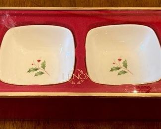 Lenox Holly Berry Holiday Dimension serving bowls