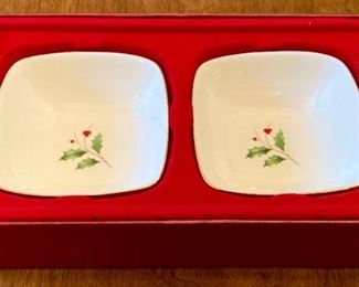 Lenox Holly Berry Holiday Dimension serving bowls