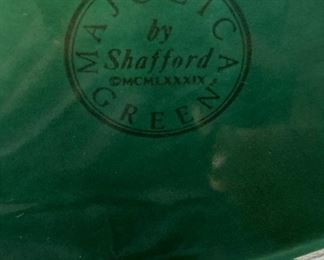 Majolica Green by Shafford pitcher and saucer