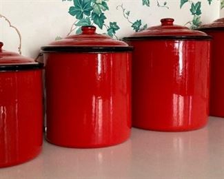 Vintage red canister set