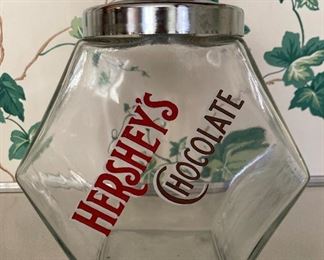 Vintage Hershey's Chocolate hexagonal glass candy jar