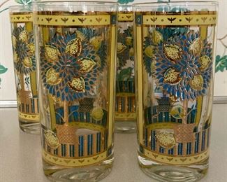 MCM George Briard Gold Lemon Tree high ball glasses