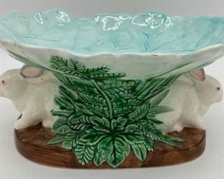 Vintage Minton Majolica Rabbits bowl