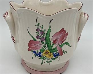 Vintage Majolica Luneville Flowers cache pot