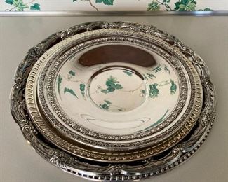 Vintage silver plate serving trays