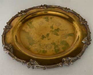Vintage brass serving plate